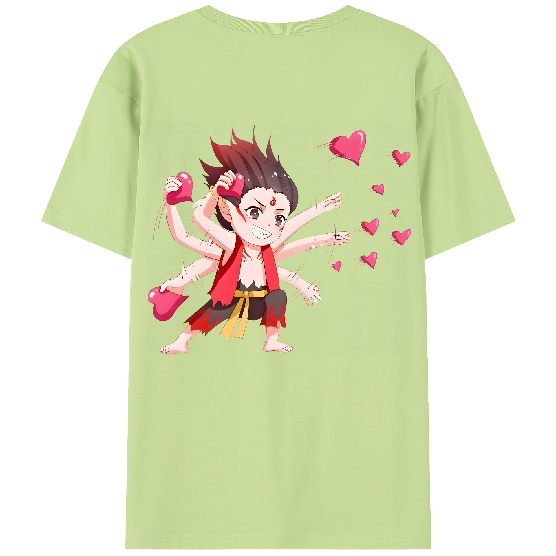 （画像用） Ne Zha 2 ナタ 魔童の大暴れ 綿100％半袖Tシャツ（背面プリント）